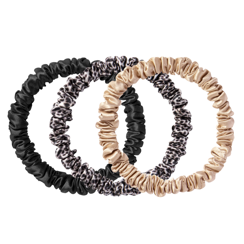 Pure Silk Skinny Scrunchies - Fierce Trio