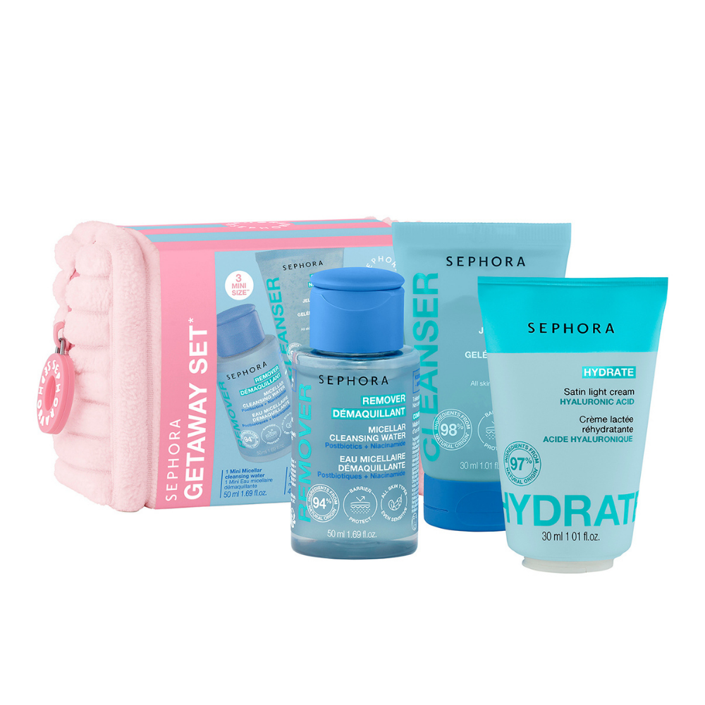 Getaway Set Toiletry Bag And Trio Of Mini Essential Skincare Products