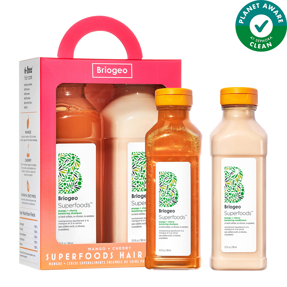Superfoods Mango + Cherry Balancing Shampoo + Conditioner Duo for Oil Control